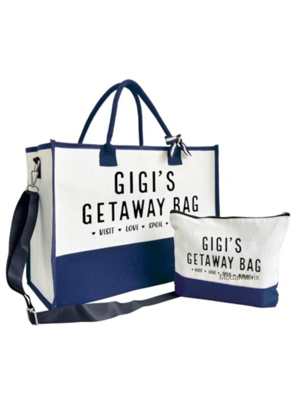 SUSZDOU GIGI Canvas Tote Bag with Makeup Bag Large Cotton Beach Shopping